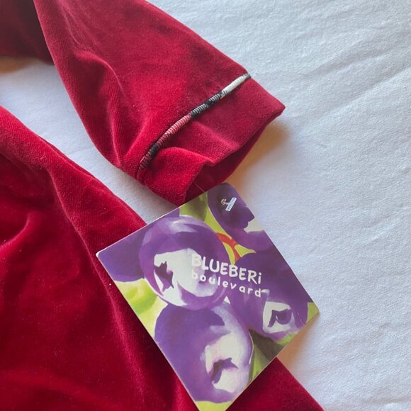 NWT Blueberi Boulevard Toddler Red Velvet Dress Plaid Button Details Size 2T - Picture 6 of 8